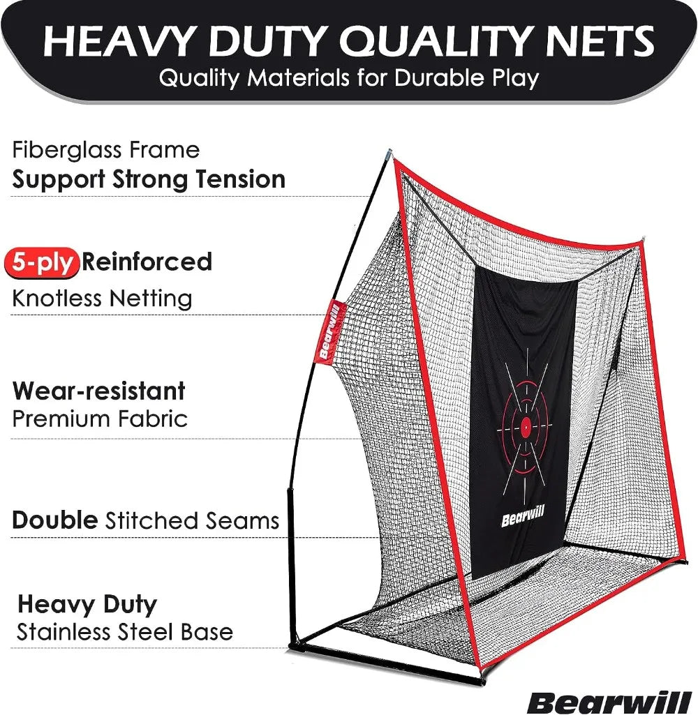 Deluxe Golf Net Package; 10x7ft Net, Mat, Target, Tees, Balls, Carry Bag