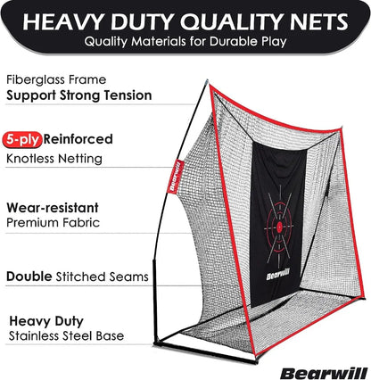 Deluxe Golf Net Package; 10x7ft Net, Mat, Target, Tees, Balls, Carry Bag